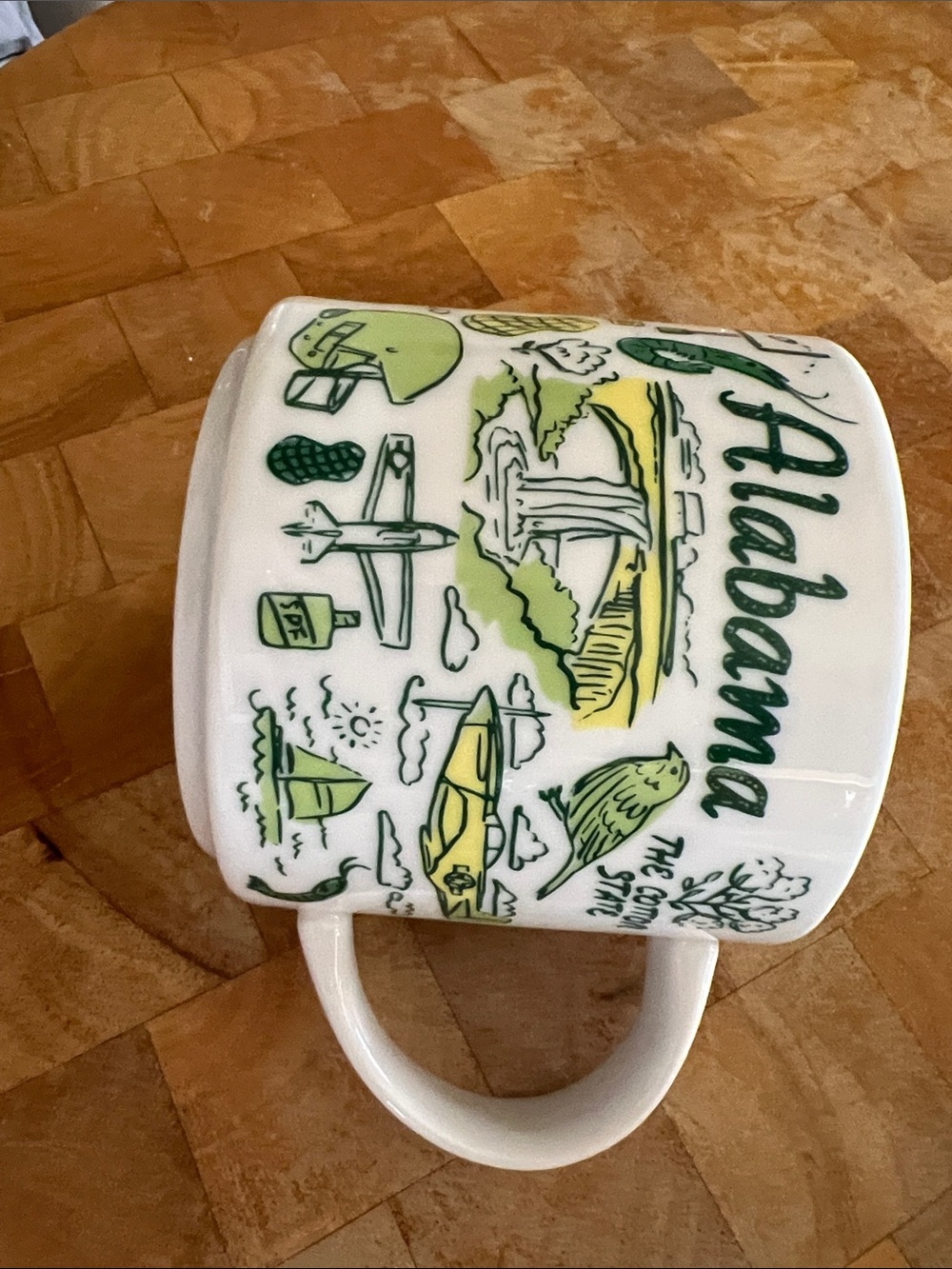 Starbucks Alabama State Green and Yellow Ceramic Coffee Mug